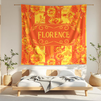 Cobertor De Velo Florence Yellow e Orange Floral