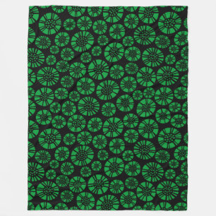 Cobertor De Velo Flores Abstratas 031023 - Verde Grama no Preto