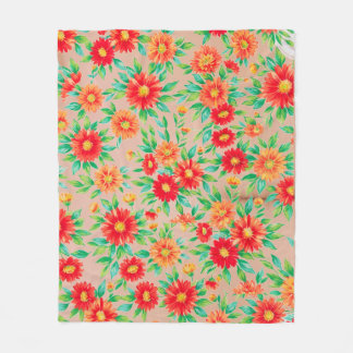 Cobertor De Velo "Flores ao Sol" - Tapete Floral Laranja e Vermelho