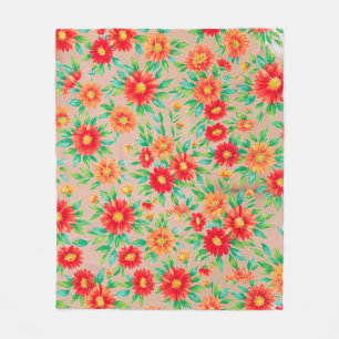 Cobertor De Velo "Flores ao Sol" - Tapete Floral Laranja e Vermelho