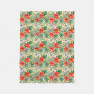 Cobertor De Velo Flores aquarelas brilhantes