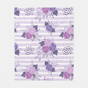 Cobertor De Velo Flores aquarelas com faixas