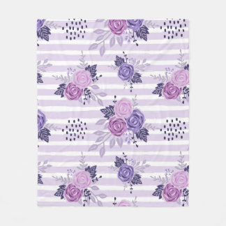 Cobertor De Velo Flores aquarelas com faixas