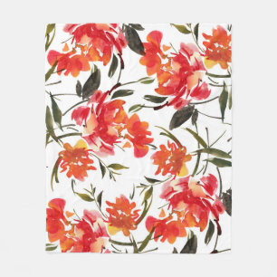 Cobertor De Velo Flores aquarelas, padrão sem costura desenhado à m