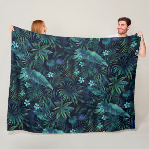 Cobertor De Velo Flores Azuis De Folhas Tropicais