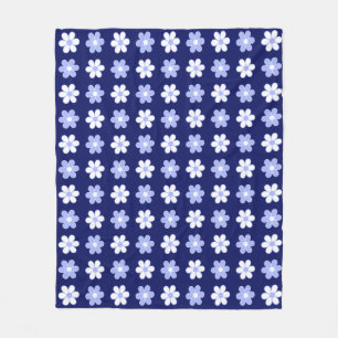 Cobertor De Velo Flores Azuis e Brancas do Céu no Azul Marinho