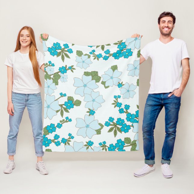Cobertor De Velo Flores Azuis, Padrão Floral, Padrão De Flores (In Situ)