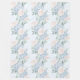 Cobertor De Velo Flores Azuis Rosadas Românticas
