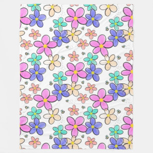 Cobertor De Velo flores coloridas arco-íris brilhantes abelhões flo