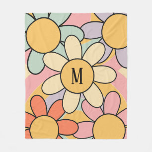 Cobertor De Velo Flores coloridas bonitas de cor retrógrada estilo 