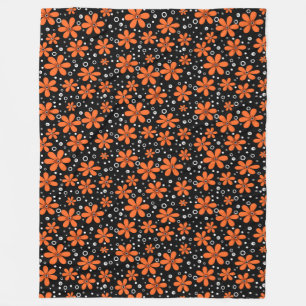 Cobertor De Velo Flores cor de laranja brilhantes sobre fundo preto