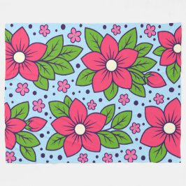 Cobertor De Velo Flores Cor-de-Rosa com Pétalas Ousadas e Folhas Ve
