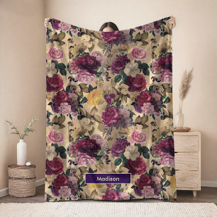 Cobertor De Velo Flores cor-de-rosa elegantes e rosas amarelas flee