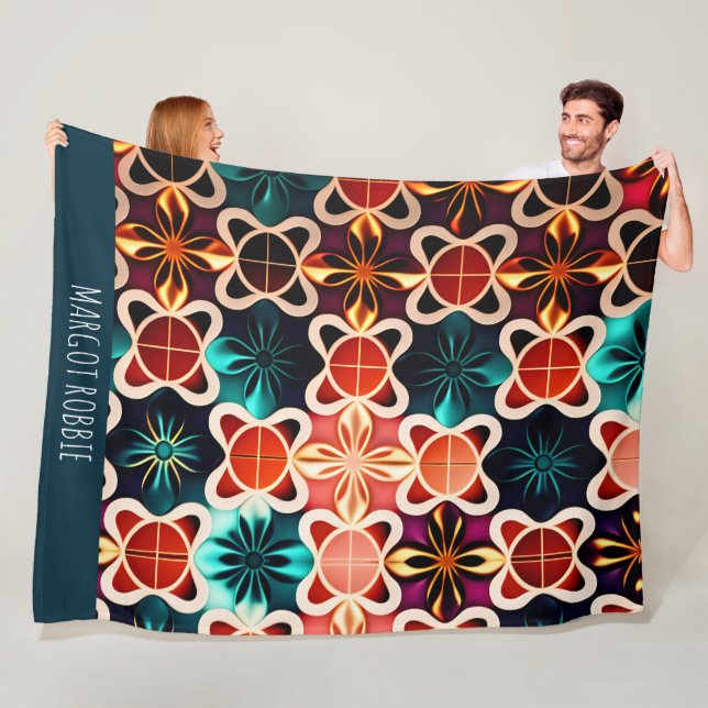 Cobertor De Velo Flores Cúbicas Padrão Retro Floral Vermelho (In Situ)