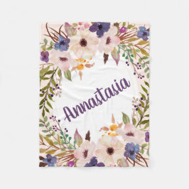 Cobertor De Velo Flores de aquarela roxa-boho