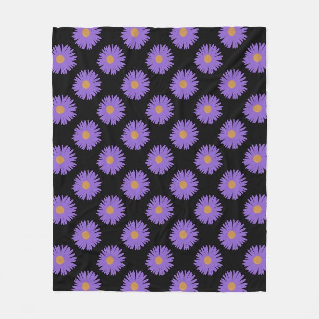Cobertor De Velo Flores de Áster Roxo desenho à mão em acrílico (Frente)