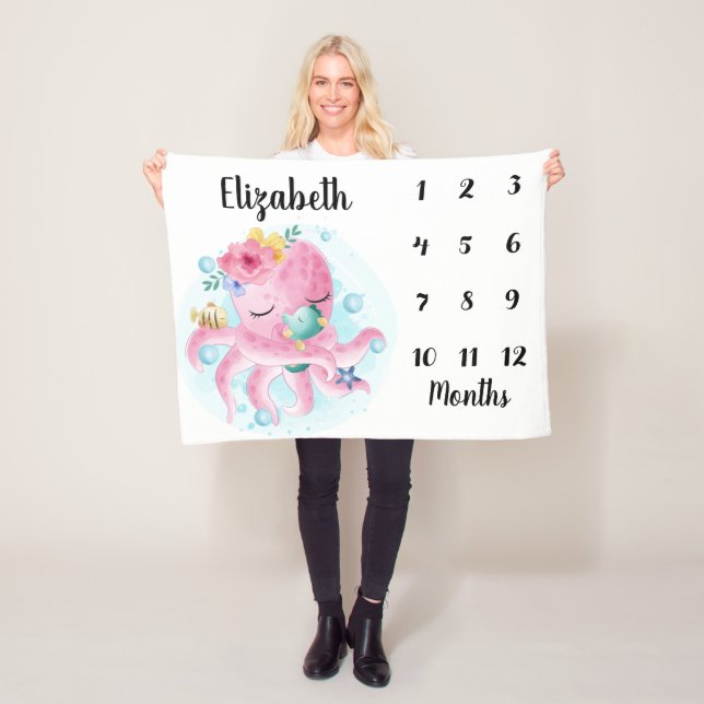 Cobertor De Velo Flores de Blush Rosa e Etapa Bebê de Octopus (In Situ)