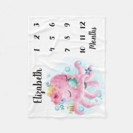 Cobertor De Velo Flores de Blush Rosa e Etapa Bebê de Octopus
