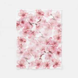 Cobertor De Velo Flores de Cerejeira Rosa Branco