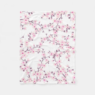 Cobertor De Velo Flores de Cerejeira Rosa Branco