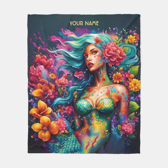 Cobertor De Velo Flores de Chapéu Sereia Fantasy (Frente)