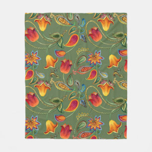 Cobertor De Velo Flores de cor d'água de Paisley, motif indígena se