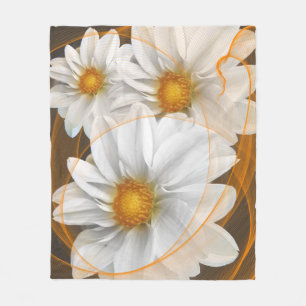 Cobertor De Velo Flores de Flores de Folheto Branco Preto Laranja