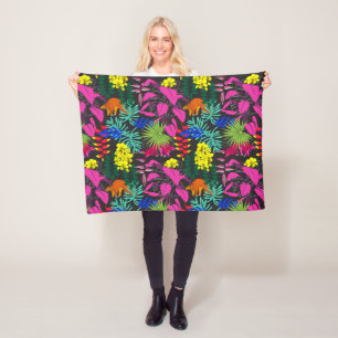 Cobertor De Velo Flores De Folhas Tropicais De Cor Brilhante, Patte