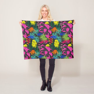 Cobertor De Velo Flores De Folhas Tropicais De Cor Brilhante, Patte