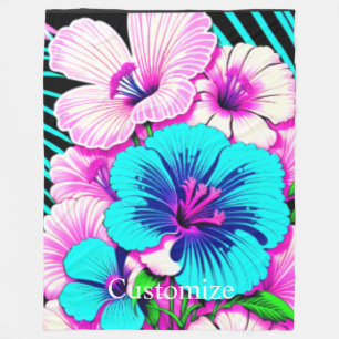 Cobertor De Velo Flores de Hibisco Multicoloridas Thunder_Cove