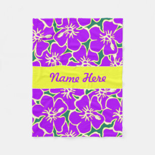 Cobertor De Velo Flores de Hibisco Roxo Decor Tropical Havaiana