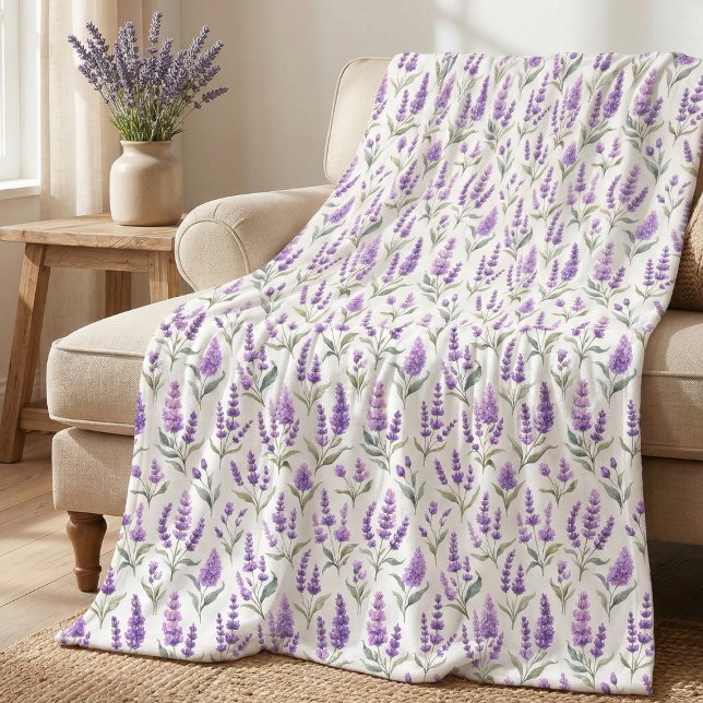 Cobertor De Velo Flores de Lavanda Verde Sage Roxo (Criador carregado)