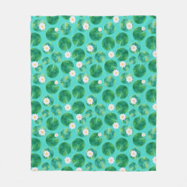 Cobertor De Velo Flores de Lily de Água Branca e Padrão de Lily Pad