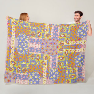 Cobertor De Velo Flores de margarida modernas de retalhos em Periwi