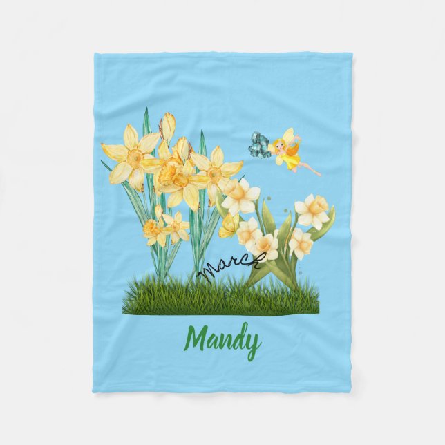 Cobertor De Velo Flores de Nascimento do Mar Personalizadas e Folha (Frente)