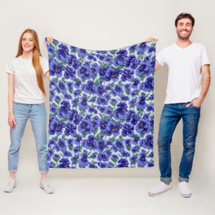 Cobertor De Velo Flores de Pansy Azuis