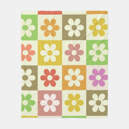 Cobertor De Velo Flores de Retro Coloridas no Padrão do Quadro de C