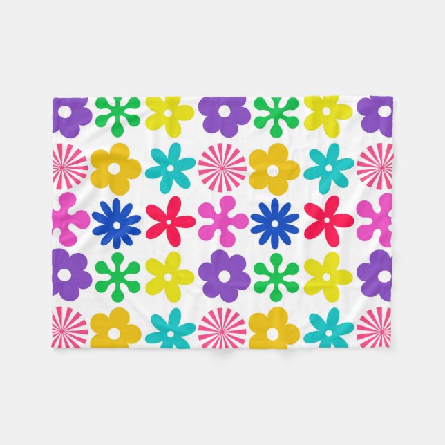 COBERTOR DE VELO FLORES DE RETRO GROOVY (Frente (Horizontal))