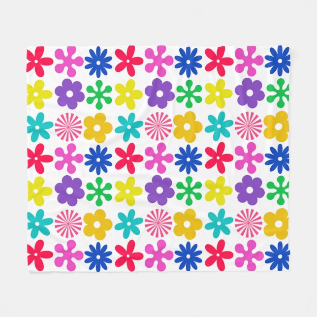 COBERTOR DE VELO FLORES DE RETRO GROOVY (Frente (Horizontal))
