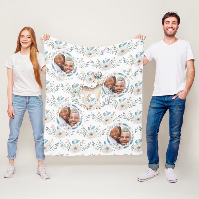 Cobertor De Velo Flores de Veado de Inverno Flores Azuis FOTO (In Situ)