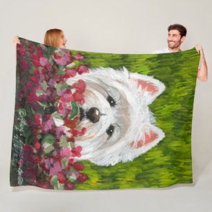 Cobertor De Velo Flores de Westie e Rosa