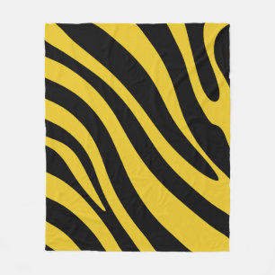 Cobertor De Velo Flores de Zebra Negros em Amarelo e Negro