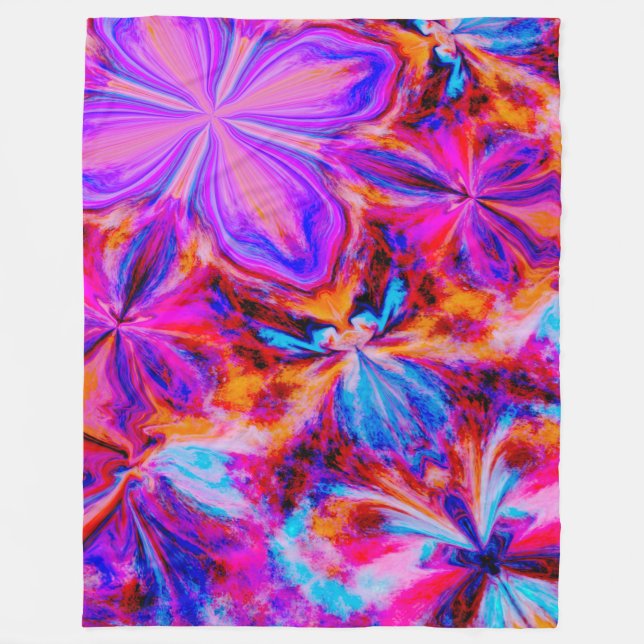 Cobertor De Velo Flores e borboletas na Abstrato (Frente)