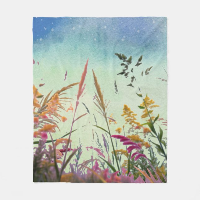 Cobertor De Velo Flores E Estrelas Selvagens (Frente)