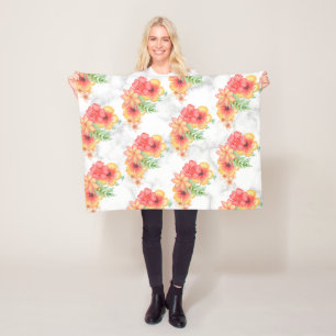 Cobertor De Velo Flores E Folhas No Marble