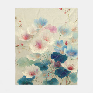 Cobertor De Velo Flores em Flor - Arte Botânica em Pastel Suave #1