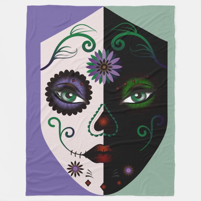 Cobertor De Velo Flores Fêmeas Fantasy Skull Blankets (Frente)