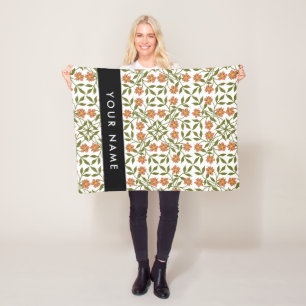 Cobertor De Velo Flores Laranja, Padrão Floral, Boho, Seu Nome