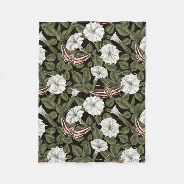 Cobertor De Velo Flores-lua e mariposas esfinas (Frente)