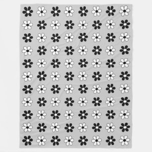 Cobertor De Velo Flores modernas em preto e branco em cinza pratead